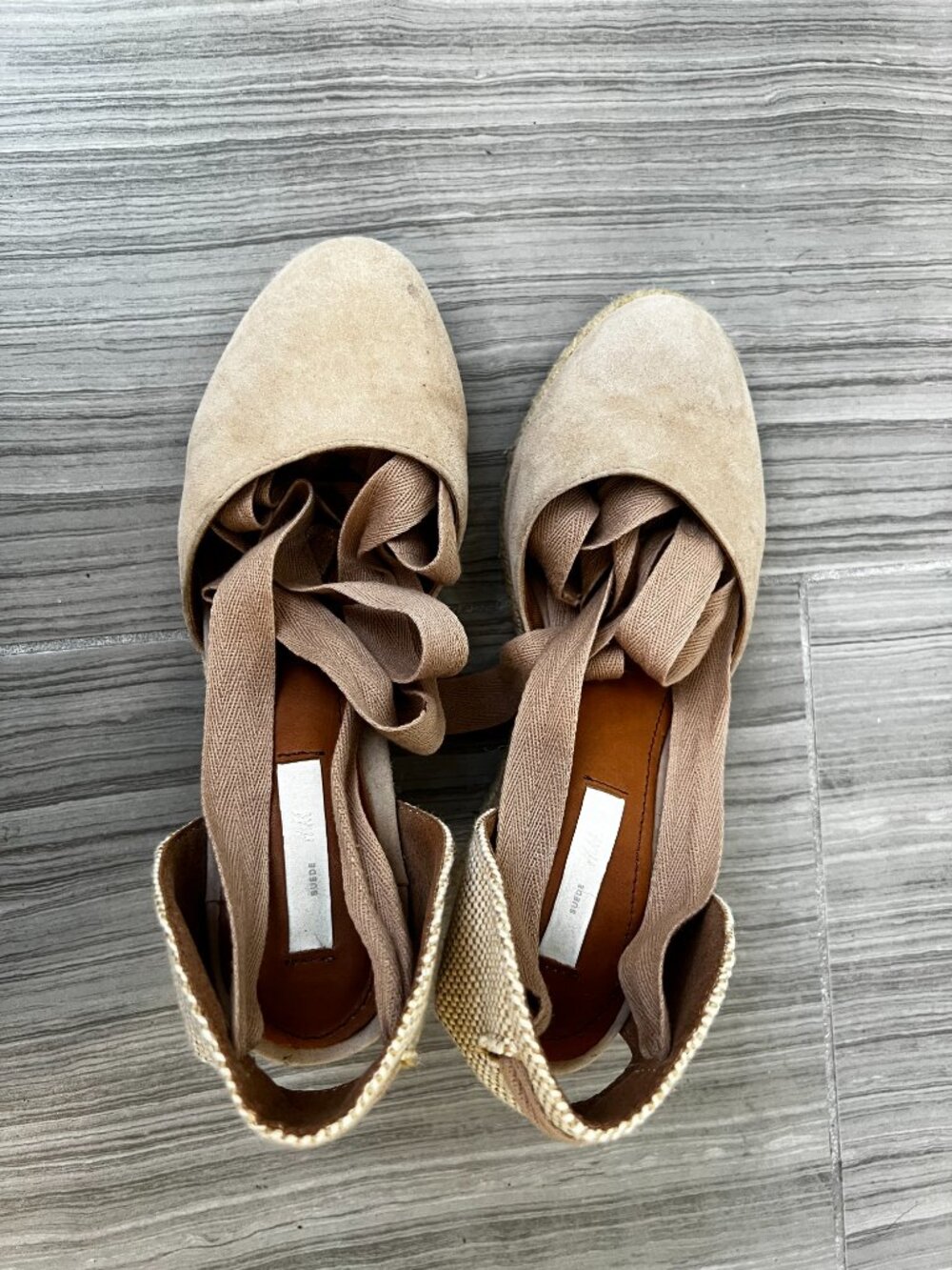 Beige Suede Lace-Up Espadrille Wedges – Castaner Style
